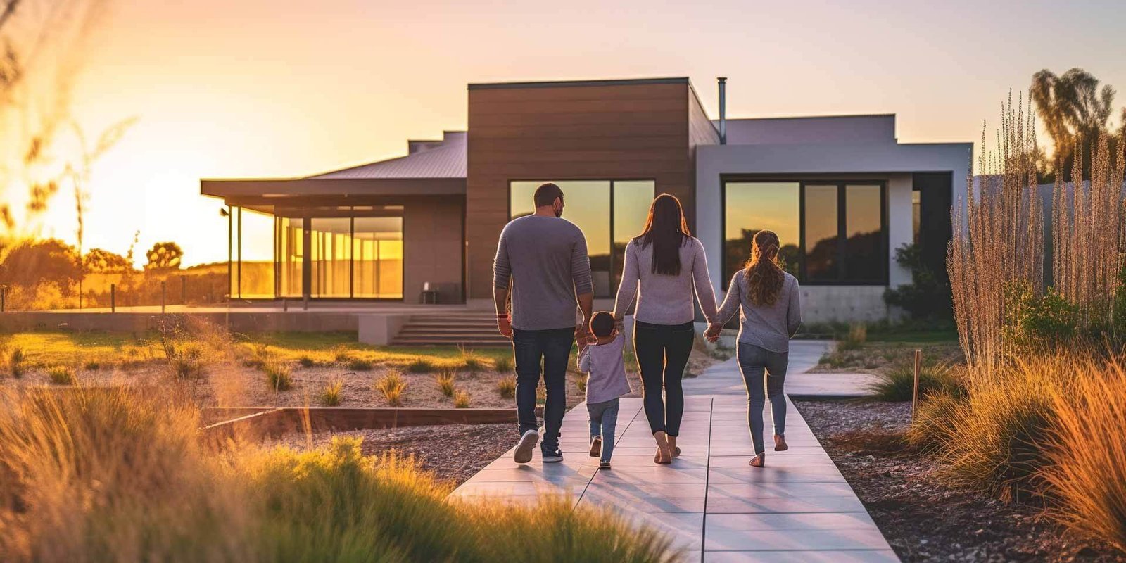 A modern Canadian home at twilight